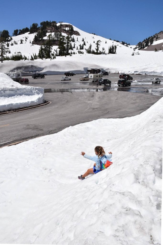 Sliding Down the Snow in Lassen Volcanic National Park