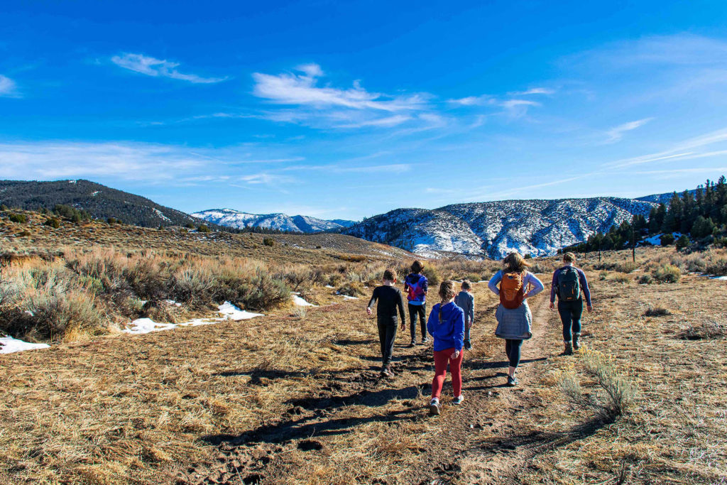 Photo of families hiking a trail in Los Padres